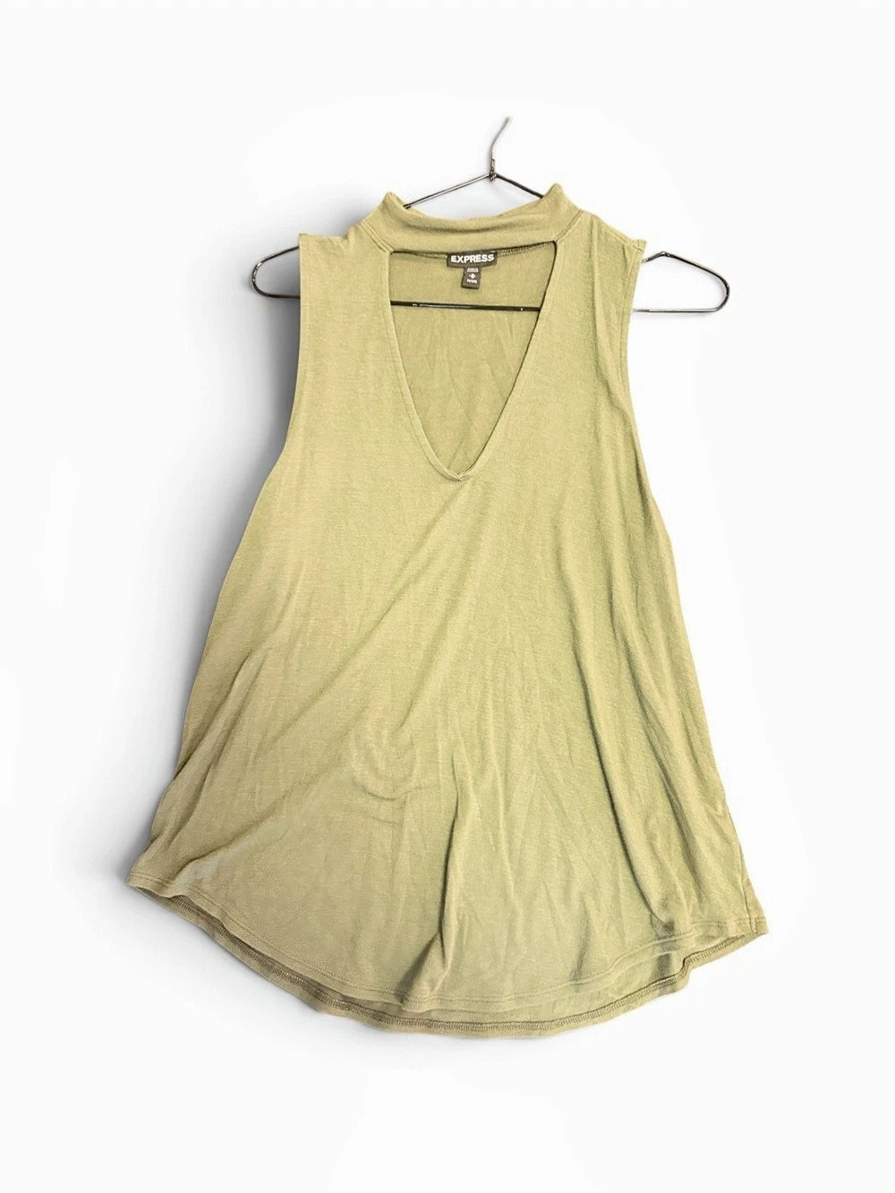 Express Sleeveless V-Neck Tank Top in Green